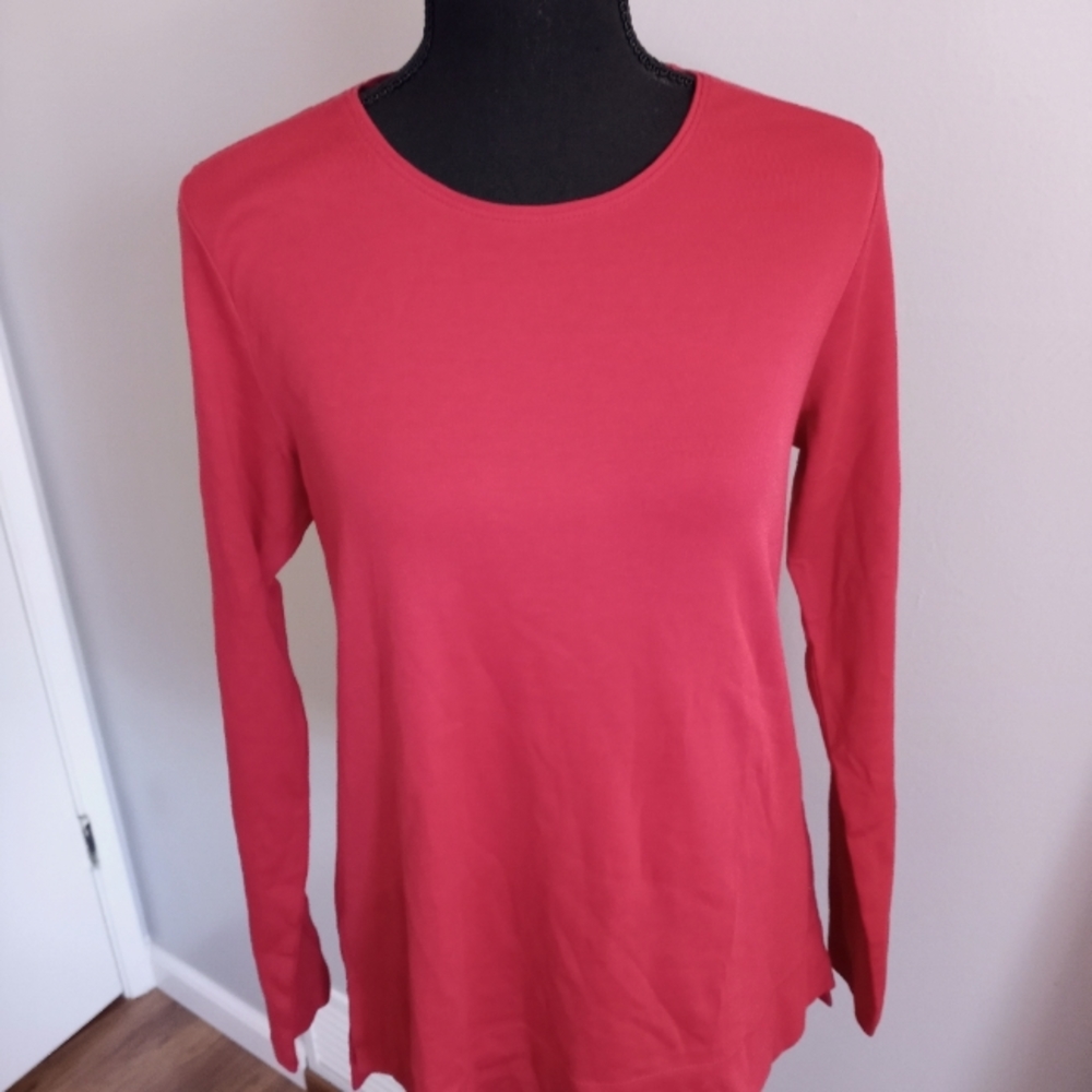 J Jill red medium long sleeve top NWOT